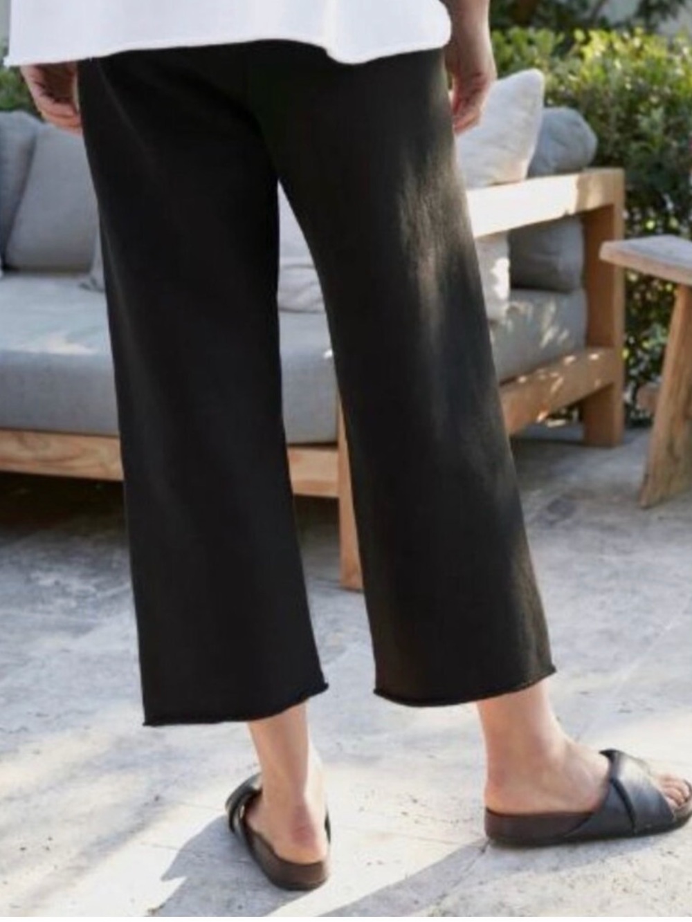Frank and Eileen CATHERINE Favorite  Sweatpant Black Cropped Wide Leg - Size M - Picture 2 of 6